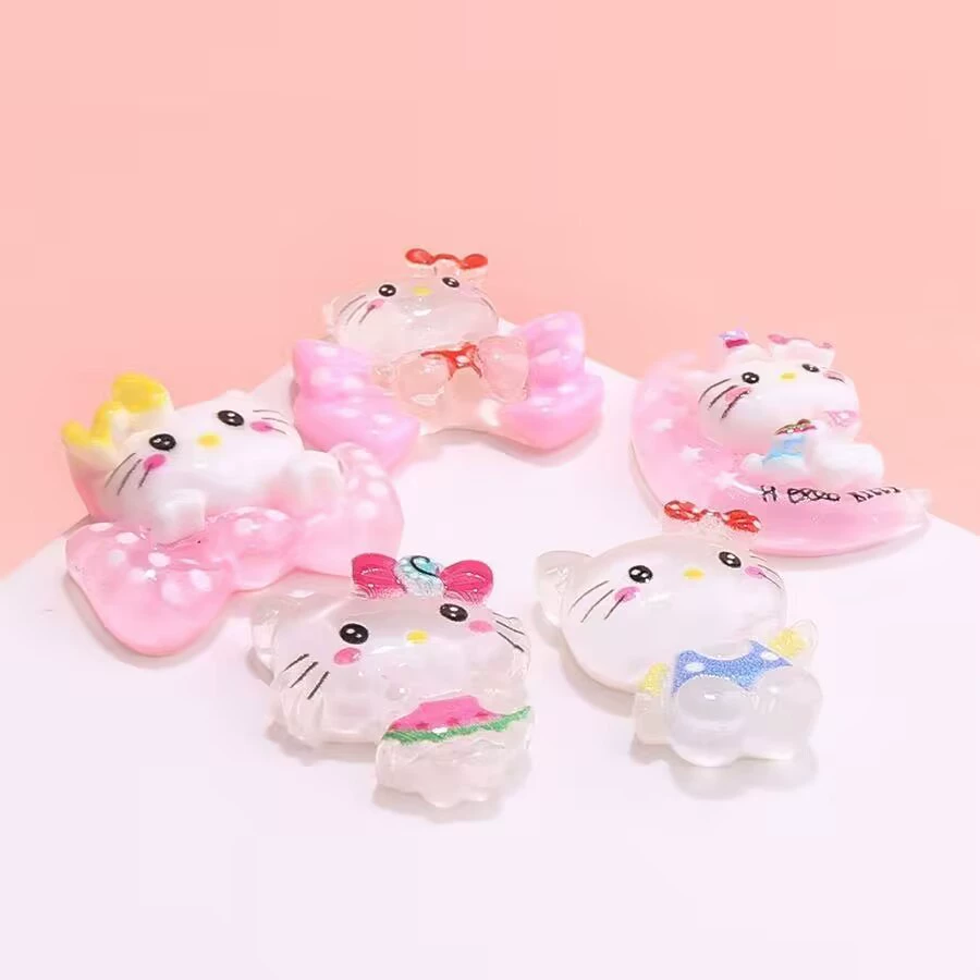Hello Kitty, заколка для волос с бантом, верёвка для волос, материал, чехол для телефона, магнит на холодильник, ручная работа