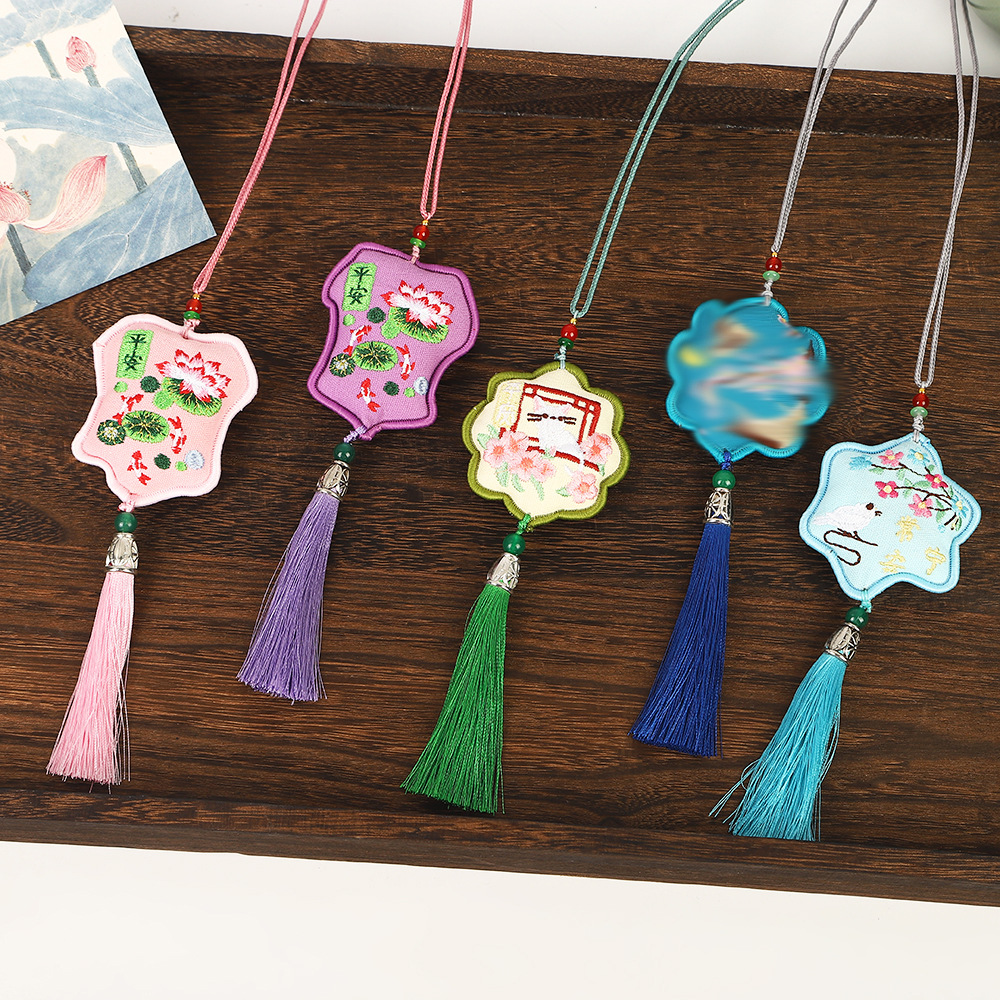 Cultural and Creative Sachet Hanging Ornaments, Tassel Embroidered Sachets, National Trend Prayer Sachets, Car Sachet Pendants, Ancient Style Tassel Sachets