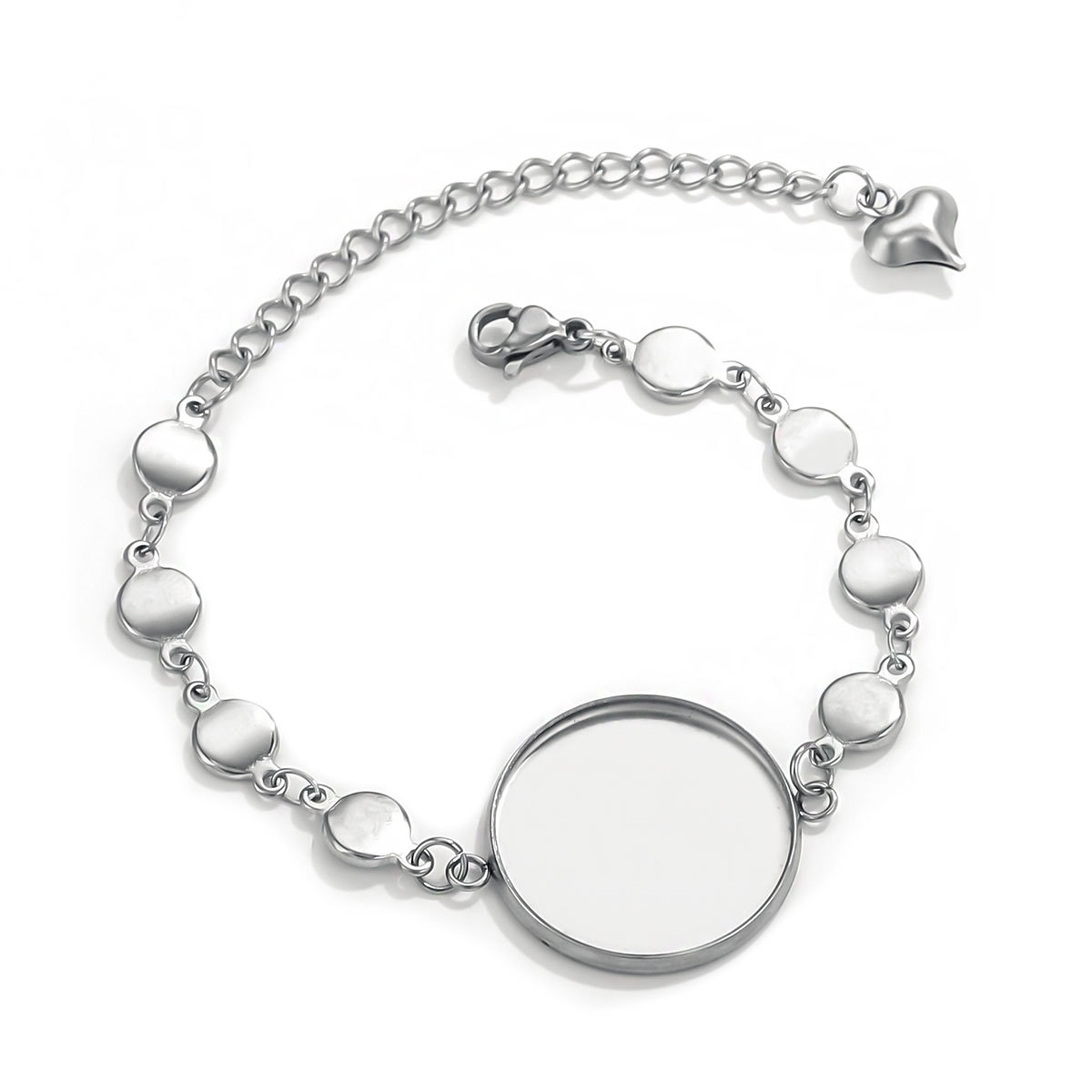 20mm Acero inoxidable gema bandeja pulsera soporte inferior ranura cubierta de goma pieza DIY joyería hecha a mano Accesorios