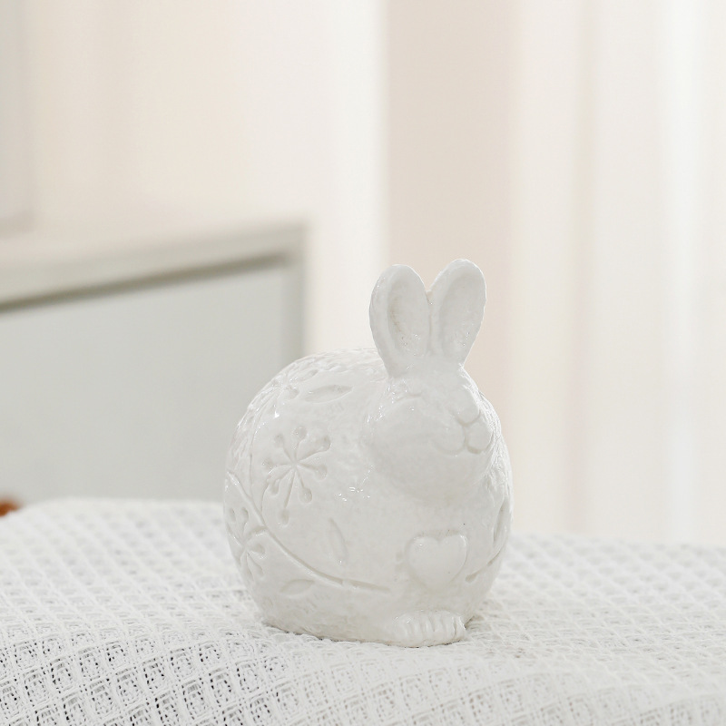 Nórdico abstracto pascua adorable conejo decoración animal blanco minimalista cerámica hogar al por mayor transfronterizo