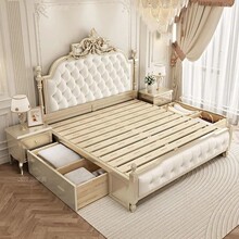 高端大床主卧高档轻奢真皮床欧式双人组合套装现代简约家居家具