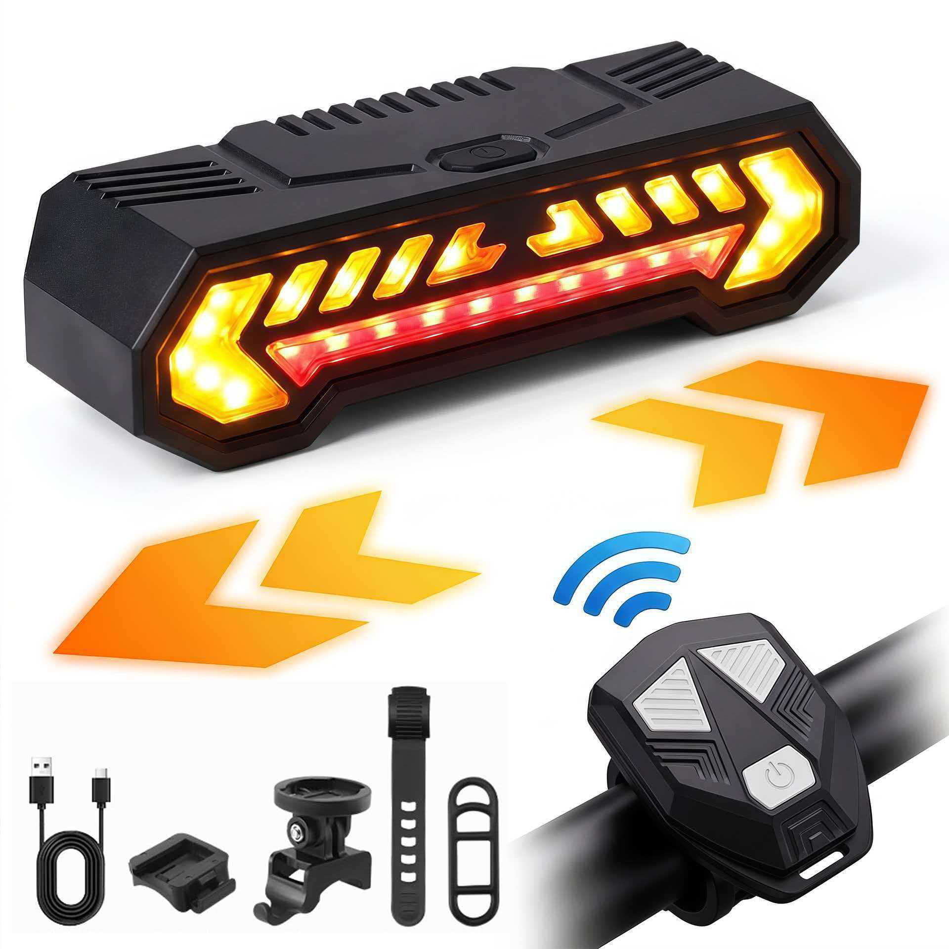 Bicicleta transfronteriza señal de giro con control remoto carga USB con recordatorio de bocina conducción nocturna advertencia de dirección izquierda y derecha luz trasera