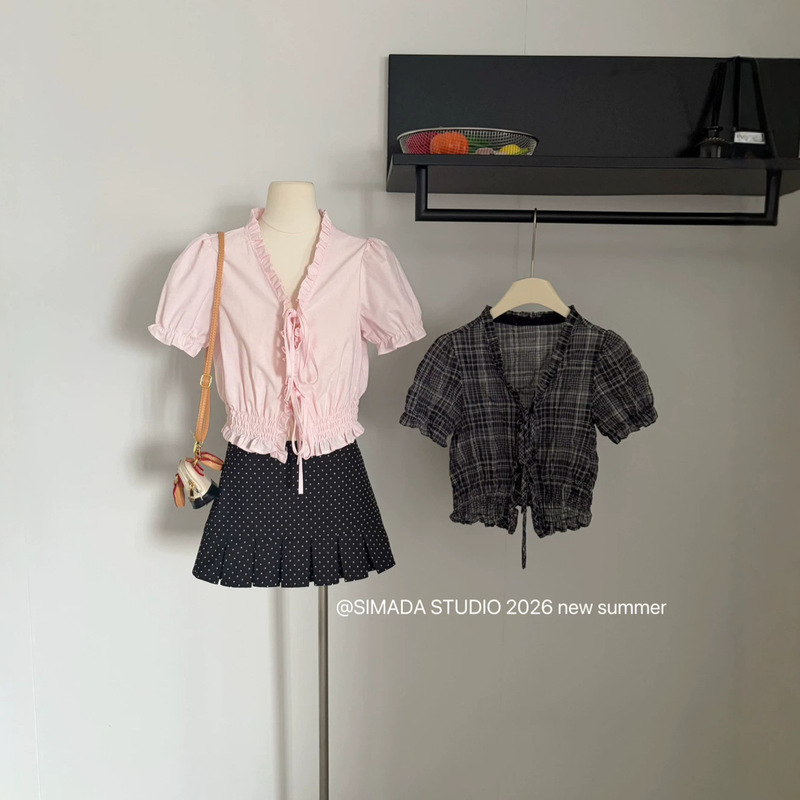Summer 2026 New Arrivals: Beautiful and Practical Ruffled Waist-Cinching Short-Sleeve Blouse