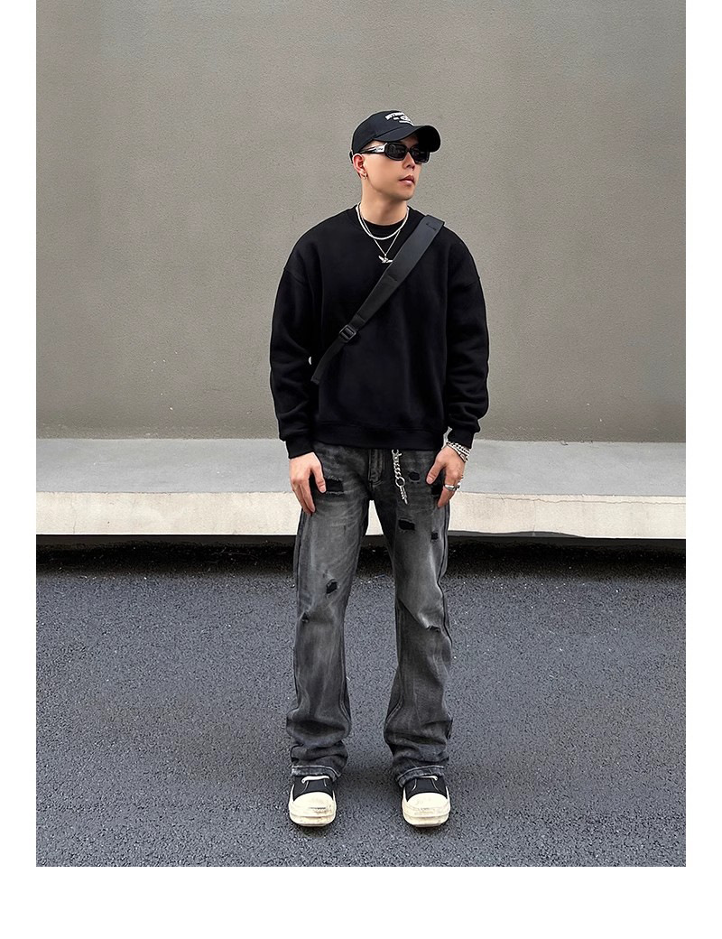 boy European And High Vibe Slim Fit Washed Ripped Jeans Unisex American Street Style Trendy Design Pants_voghion.com