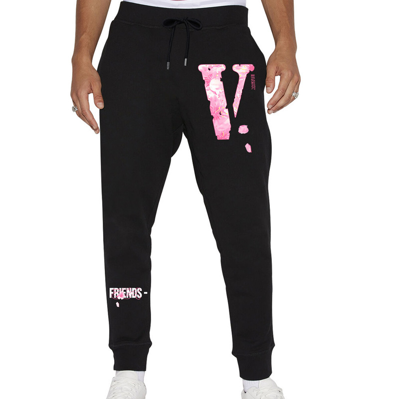 Cross-Border Supply Vl Black Casual Long Pants Trendy Brand Large V Letter Print Men's Cotton Spring and Autumn Sports Sweatpants Cross-Border Supply Vl Black Casual Long Pants Trendy Brand Large V Letter Print Men's Cotton Spring and Autumn Sports Sweatpants