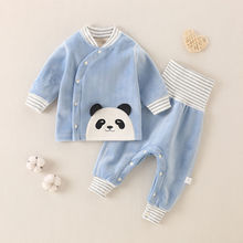 婴儿加绒套装冬季保暖家居服高腰开衫开裆宝宝加厚内衣可爱无骨
