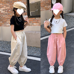 Girls' Harem Pants 2025 Spring and Summer Loose Stylish Lantern Pants for Older Children Casual Pants Little Girls Jogger Pants