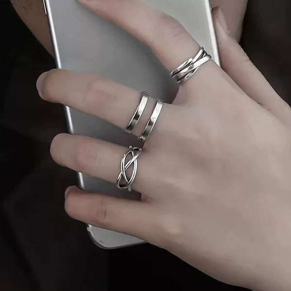 New Style Set Retro Hip Hop Ring Men's Trendy Single Personality All-match Simple Decorative Women's Cold Style Fashion Ring