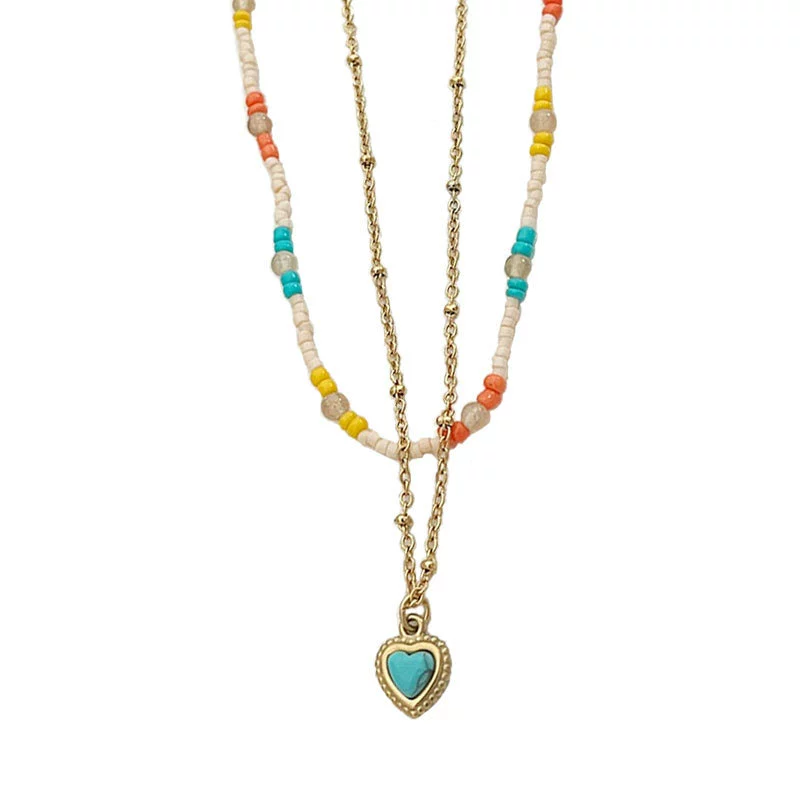 Blue necklace from pearl, ethnic chain for key bag , french style, European style, ethnic style