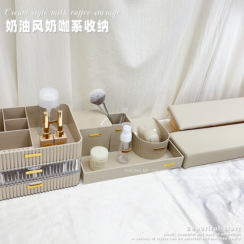Cream-Style Nail Art Cosmetics Nail Polish Storage Box Hand Pillow Tray Set High-End Desktop Tool Box Jewelry Box