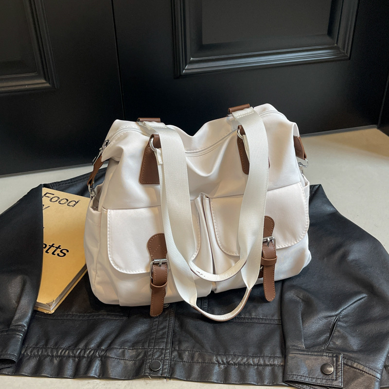 Bolso de tela de nailon, bolso de hombro, bolso de ocio simple, bolso de mensajero de moda para estudiantes universitarias