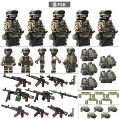 兼容乐高军事MOC俄罗斯联邦特种兵FSB小人仔AK武器男孩子积木玩具