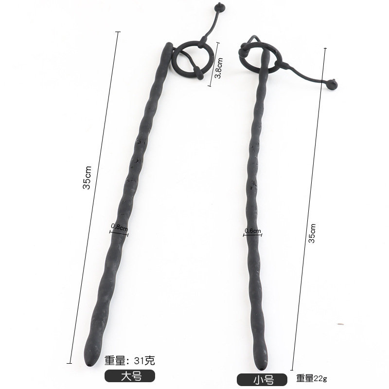 Extra-Long Hollow Silicone Urethral Sound, Ribbed Horse-Eye Rod, 35 cm — detail image 8
