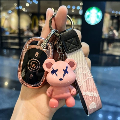 Control Case Buckle — Car key bag - electric-car-d-rose-powder-single-shell-gray-violent-bear-pendant