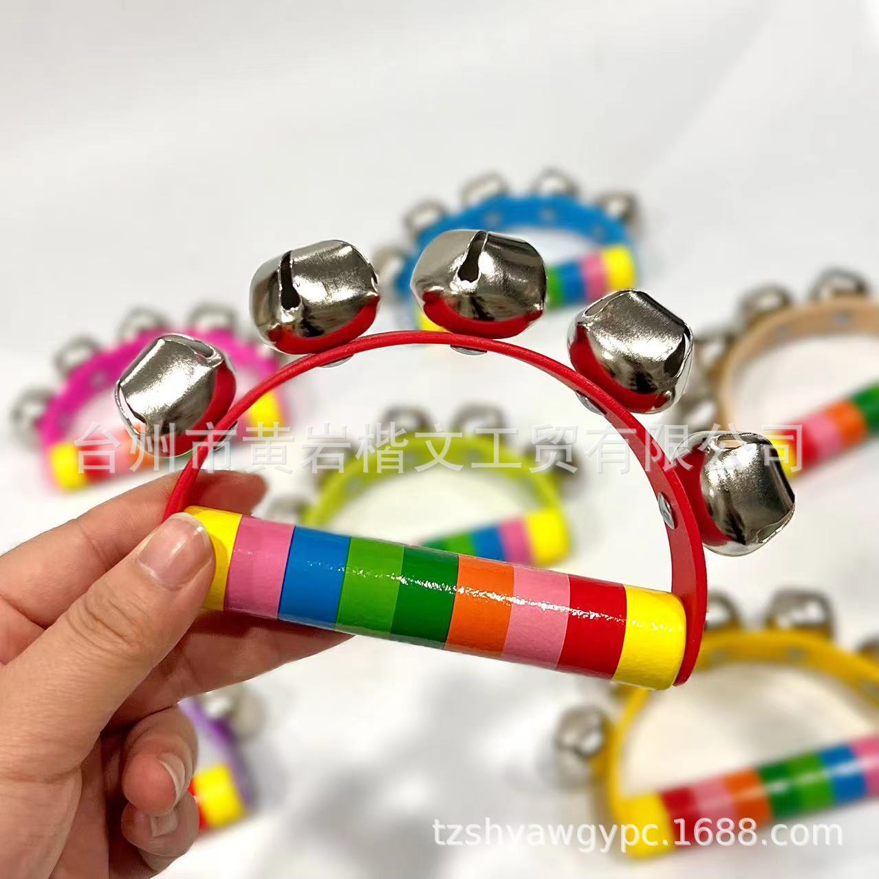 Al por mayor semicírculo de madera de mano sonajero infantil ayudas didácticas música infantil educación temprana instrumento de percusión juguete herradura campana