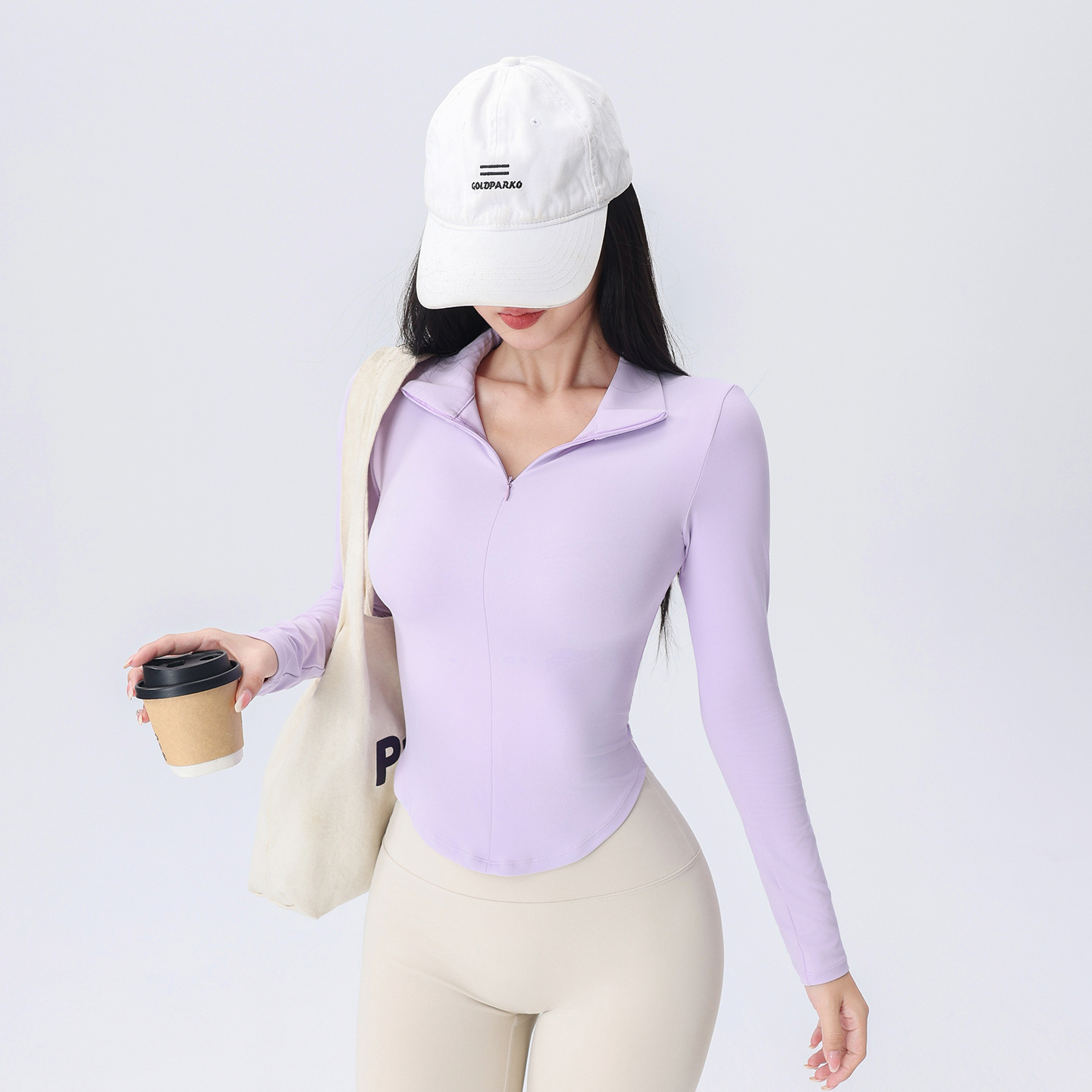 Mujeres de acondicionamiento de otoño camiseta de mangas largas con cremallera para correr y montar pilates camiseta de yoga