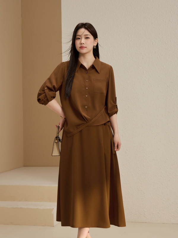 【知性时尚套装】纤莉秀大码女装时尚垂感显瘦两件套装胖mm秋新款|undefined
