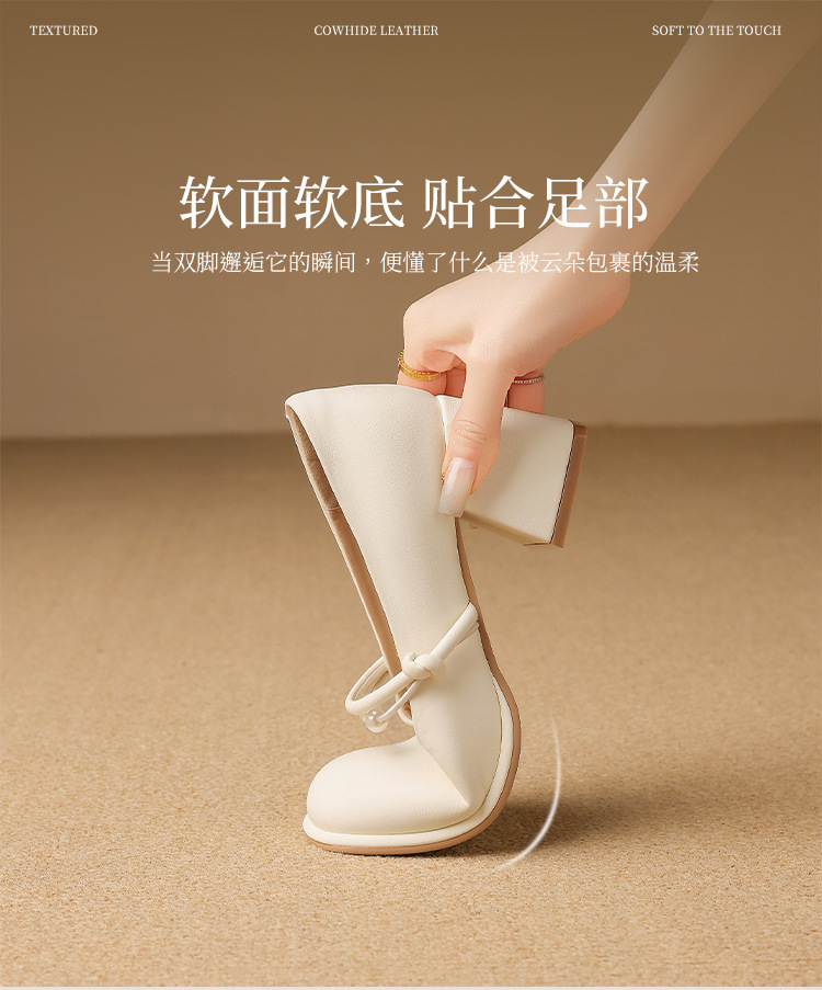 Giày Mary Jane nữ quai ngang gót vuông 5 cm phong cách Pháp — BL786 Màu be chi tiết 7