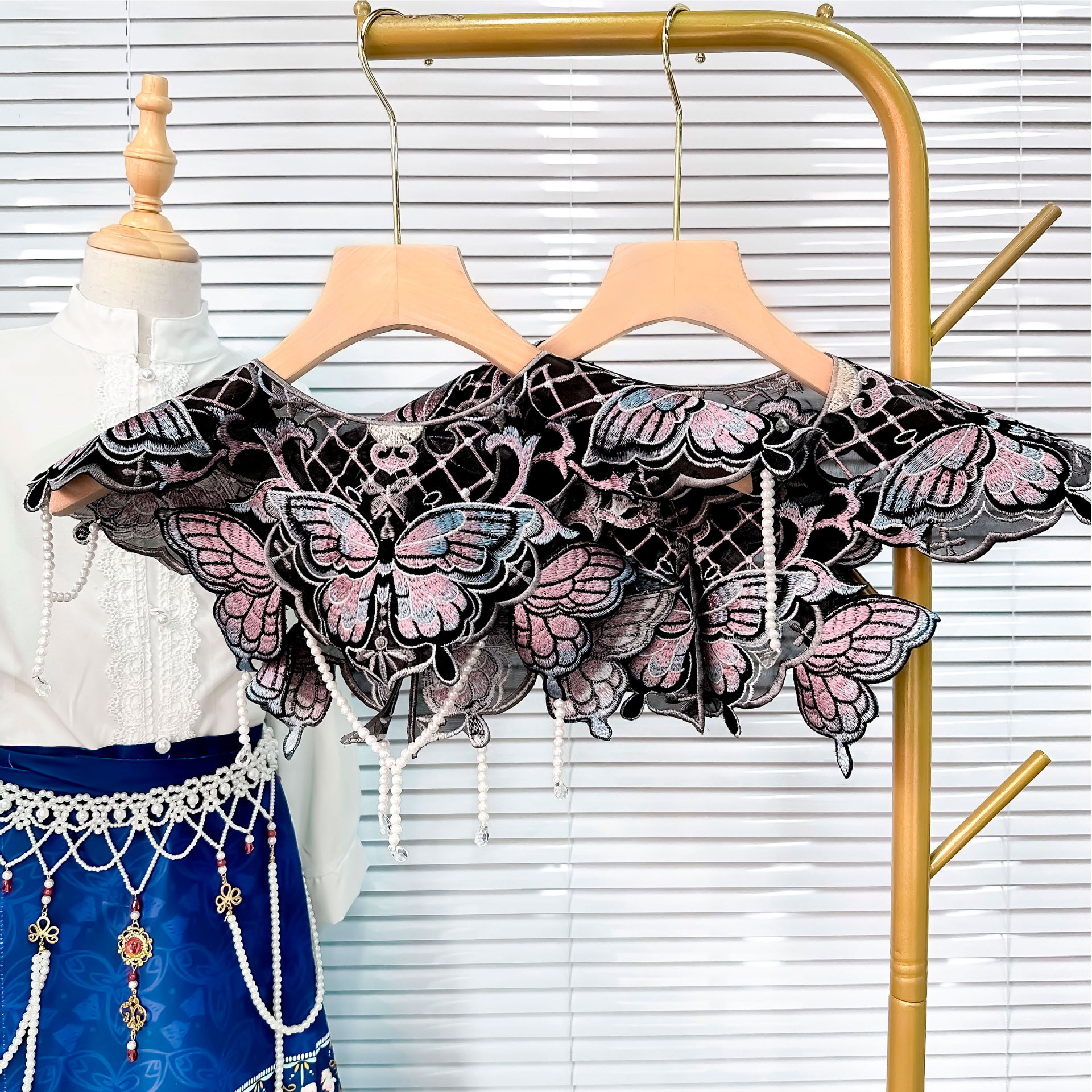 Nuevo bordado de mariposa púrpura collar chino adulto nube hombro otoño invierno nuevo estilo chino con falda de caballo accesorios de chaqueta image 3