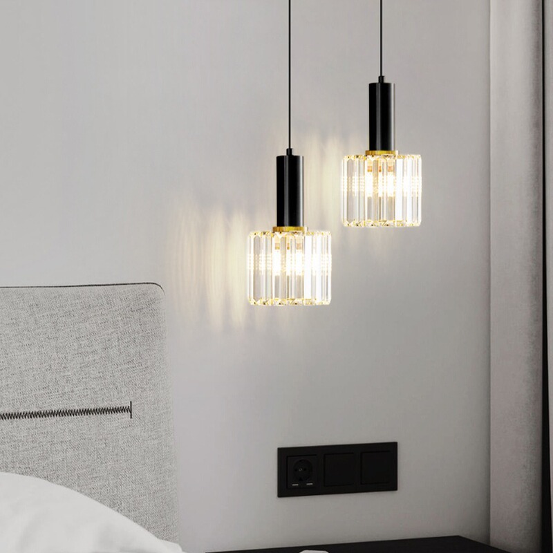 Bedside Small Chandelier Modern Crystal Pendant Lamp Creative Bedroom Hotel Living Room Tv Background Wall Fish Line Chandelier No