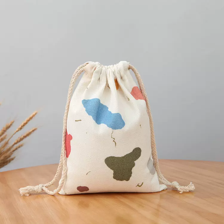 现货空白帆布束口袋批发防尘收纳抽绳小布袋透气中草药包 装棉布