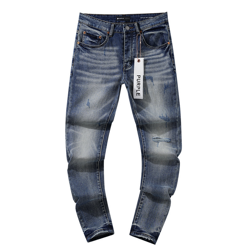 跨境欧美PurpleBrand牛仔裤jeans水洗做旧复古破洞泼墨潮流直筒|undefined