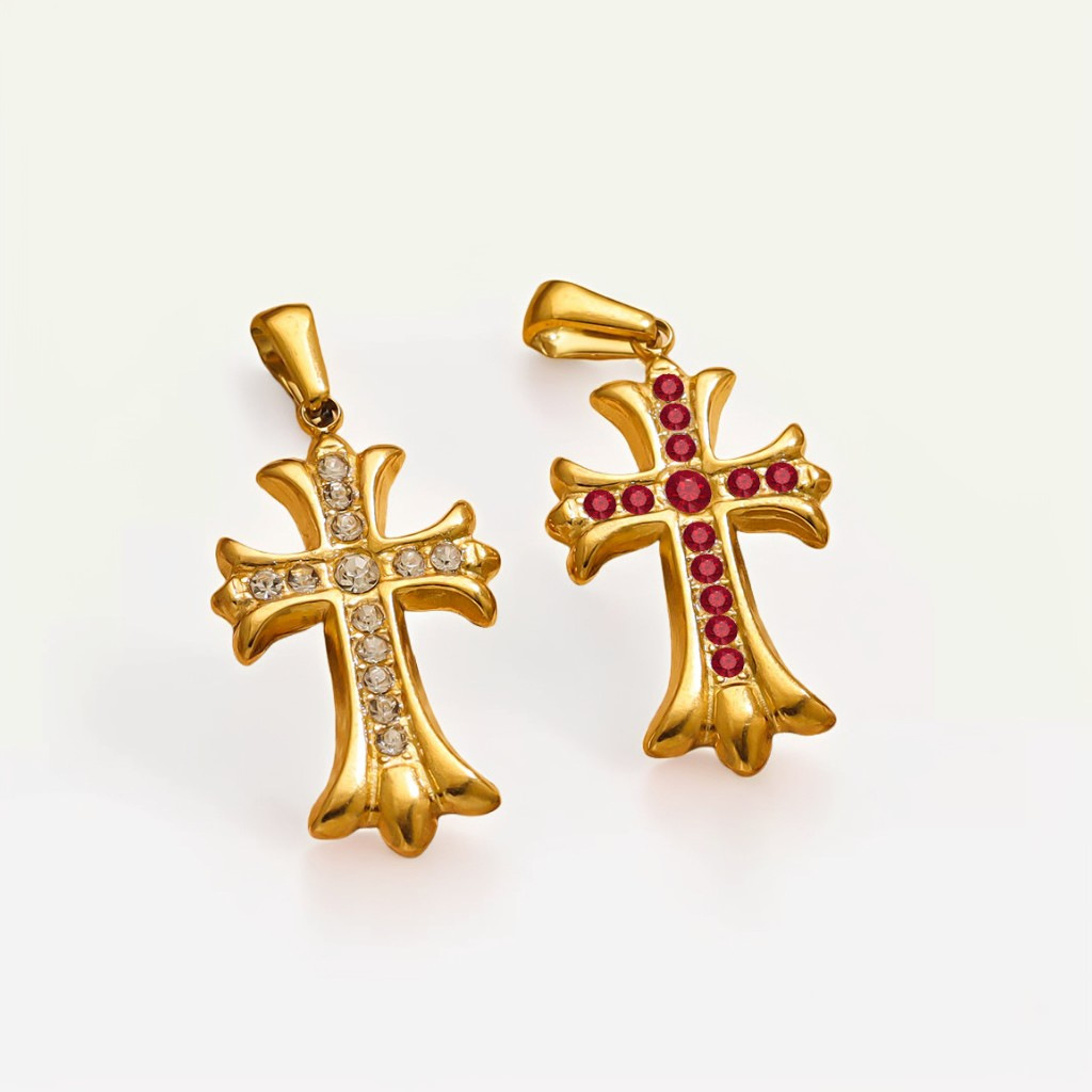 Accesorios de alta calidad de otoño y invierno de acero inoxidable de oro de 18 quilates, collares, colgantes, colgantes de crucifijo