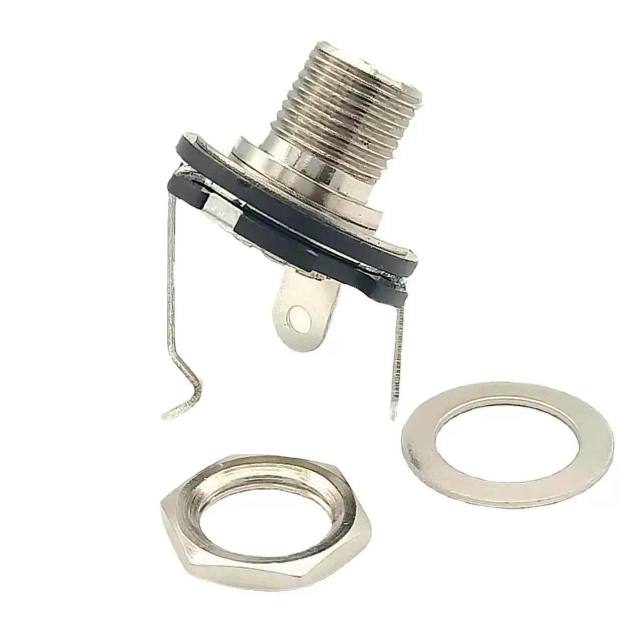 6.35母座 6.35mm单声道金属螺纹插座 大二芯话筒音频插座