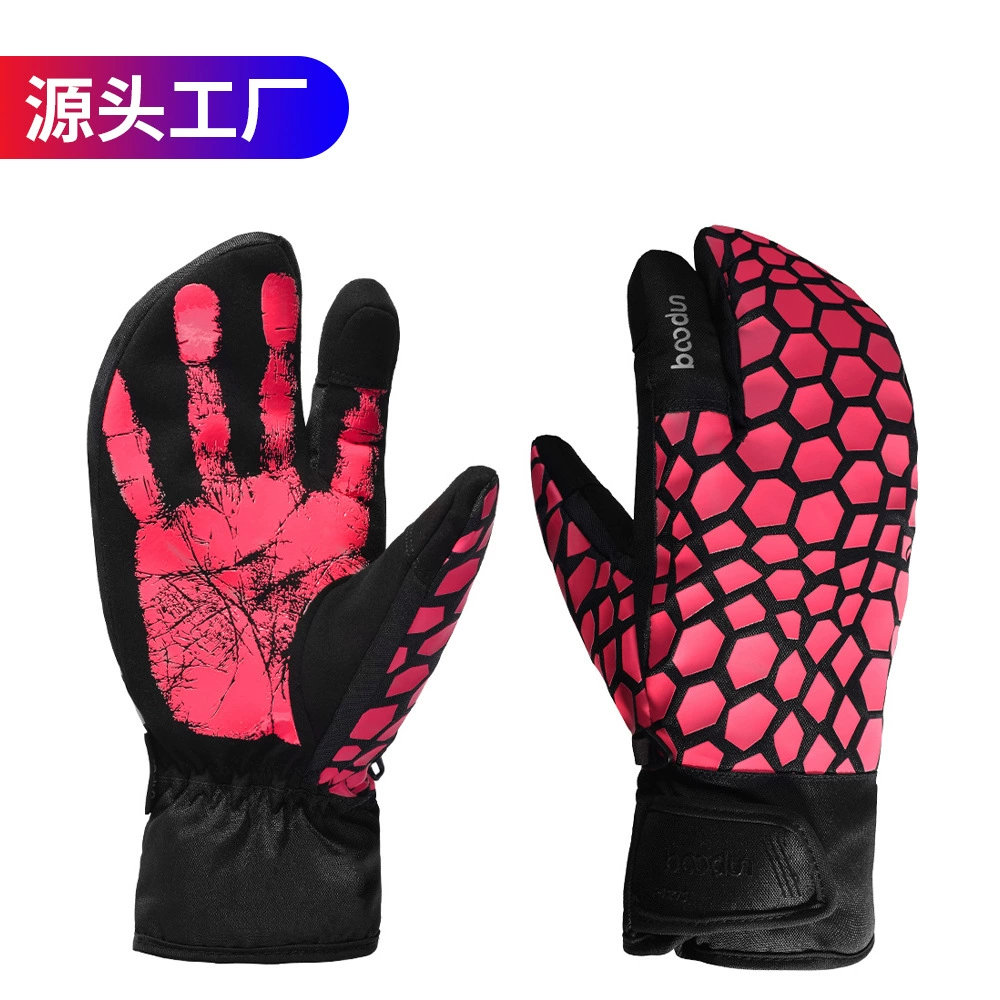 Зимние лыжные перчатки с тремя пальцами производителя, утолщенные водонепроницаемые перчатки на открытом воздухе, с сенсорным экраном, лыжные перчатки серии