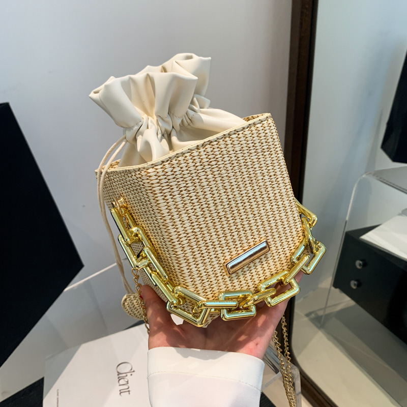 2023 nuevo cordón bolso de las mujeres de moda casual moda cintura cadena hombro bolsa de mensajero estilo occidental cadena portátil pequeña bolsa cuadrada