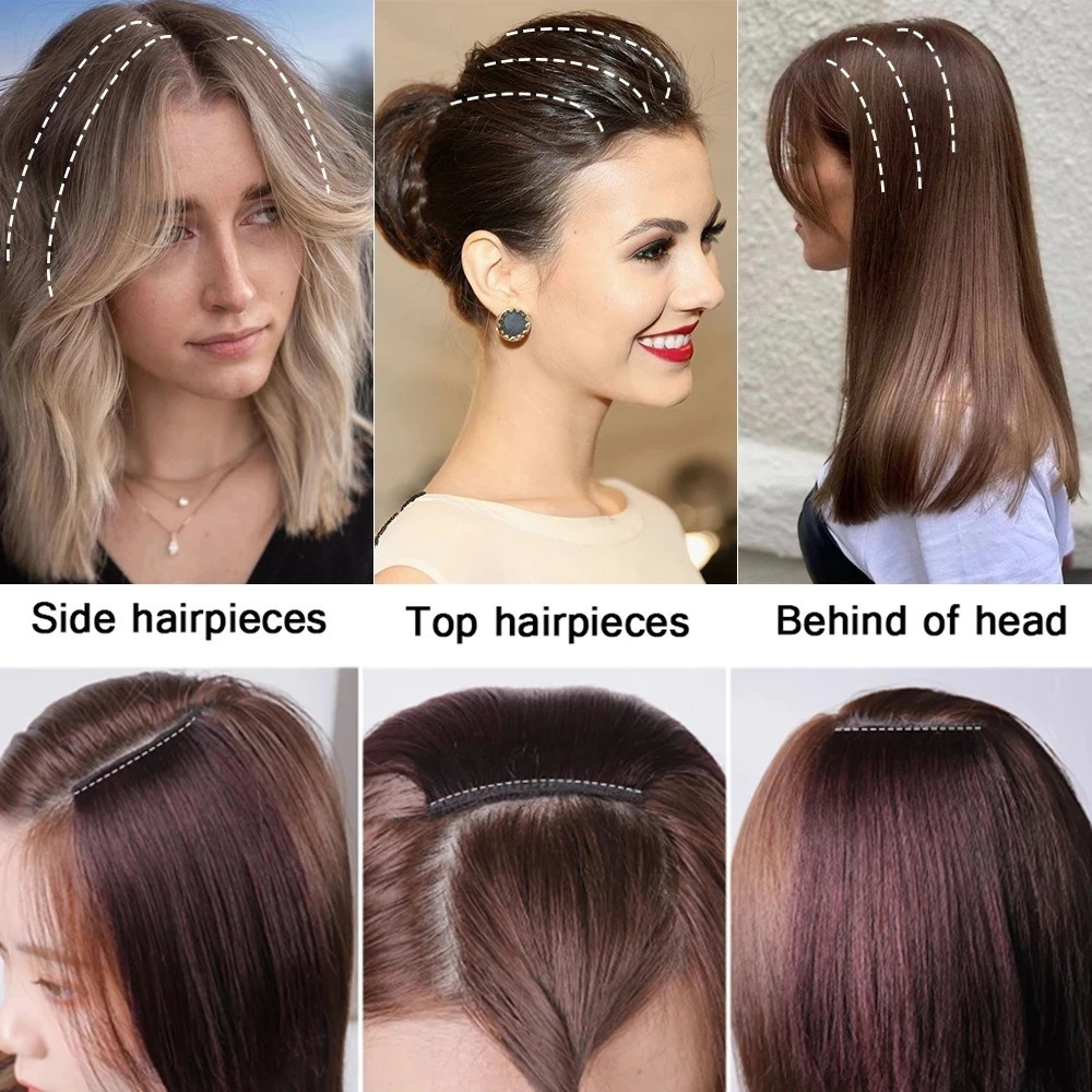 Fibra química de comercio exterior peluca dos tarjetas de elevación almohadilla de cabello extensión de cabello sin rastro de cabello extensión de cabello raíz de cabello looser para aumentar el cabello