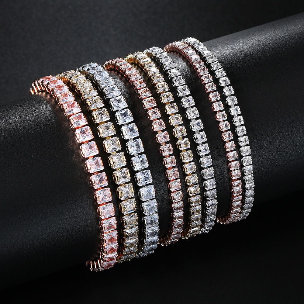 Fashion Square Copper Inlay Artificial Diamond Zircon Bracelets 1 Piece