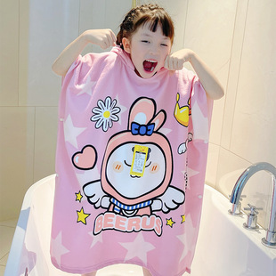 Byrus cartoon hooded children's bath towel cloak baby bath absorbent quick-drying wearable bathrobe cloak bath towel