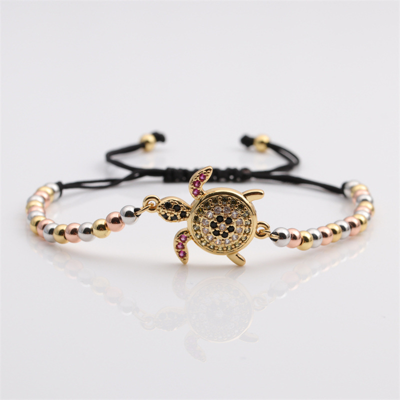 new zircon inlaid tortoise copper beads adjustable bracelet wholesale Nihaojewelry