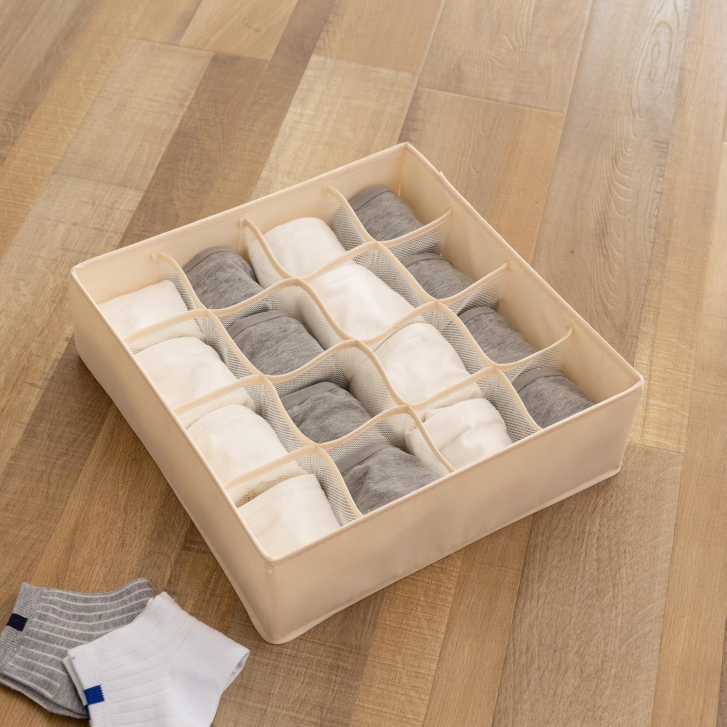 Amazon tela caja de almacenamiento hogar plegable caja de organización ropa interior calcetines ropa caja de almacenamiento al por mayor