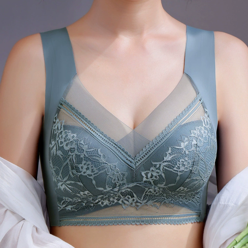 Lace silk supporting vest, breathable thin bra, underwear, plus size, beautiful back