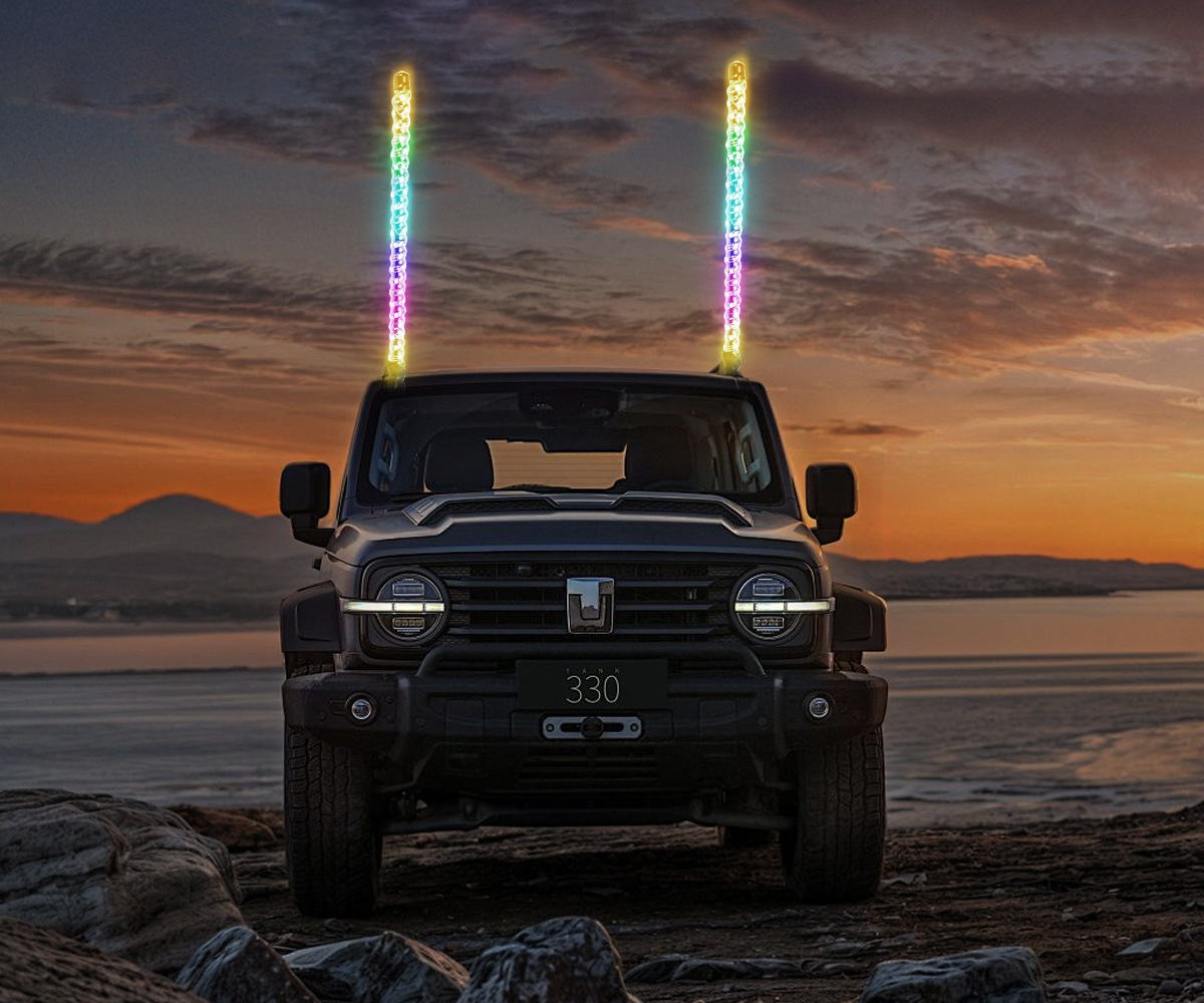 Off-Road Vehicle Atv Led Flagpole Light Rear Trunk Warning Light Car Spiral Running Light Decorative Light Suv Antenna Light
