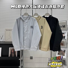 24新款纯色冲锋衣外套情侣NY男女同款夹克宽松连帽潮流外套