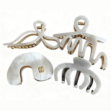 新款醋酸金属发夹大号发抓头饰大发量u型感鲨鱼夹盘发抓夹E18