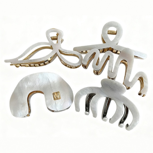 新款醋酸金属发夹大号发抓头饰大发量u型感鲨鱼夹盘发抓夹E18