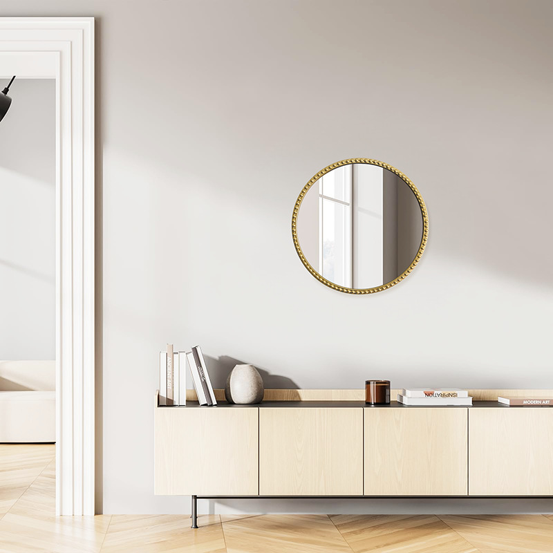 Cross-Border Supply of High-Definition Bathroom Mirrors, Bathroom Washbasins, Simple Cosmetic Mirrors, Polka Dot Frame Wall-Mounted Mirrors Wholesale