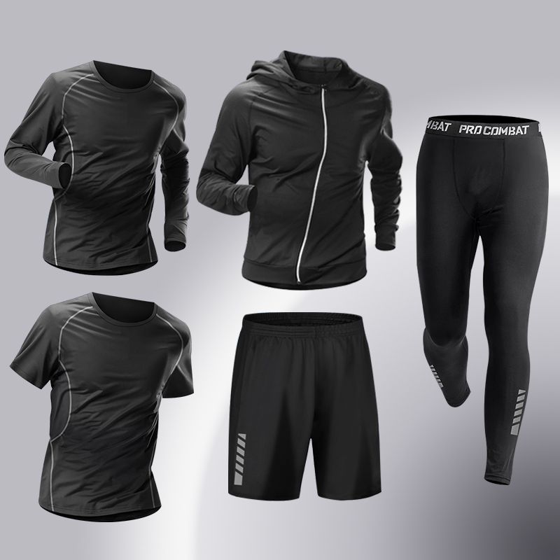 Ropa de fitness para hombres, traje de entrenamiento de baloncesto de alta elasticidad, traje deportivo de secado rápido, traje deportivo de corrida de la mañana, traje deportivo de bicicleta