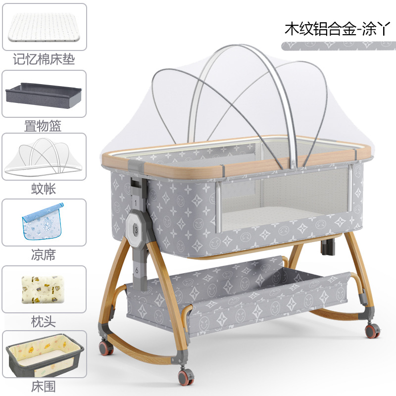 Cuna de bebé recién nacido cama costura Cama grande Baby Shaker BB cama de los niños cuna cama multifuncional móvil plegable