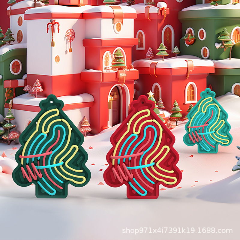 Amazon venta caliente de placas sensoriales de Navidad árbol de silicona material versión descomprimida puzzle niños regalos de Navidad al por mayor