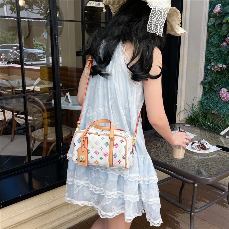Cross-Border New Women's Bag Simple Versatile Boston Bag Monogram Crossbody Bag Large Capacity Fashion Shoulder Bag