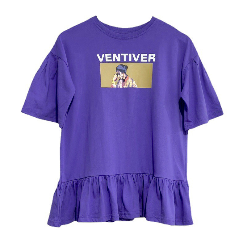 Vestido de las niñas con volantes camiseta vestido de verano 2023 verano nuevo estilo occidental falda infantil moda