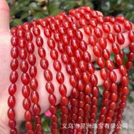 天然石红玛瑙米珠桶珠散珠子手链项链手工DIY半成品饰品配饰 批发