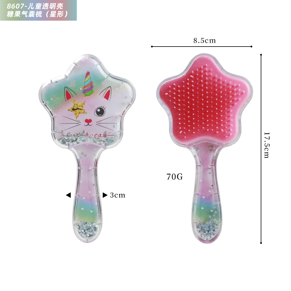 Dibujos animados niños TT peine plástico arenas movedizas lentejuelas cuero cabelludo masaje peine no anudado peine del pelo al por mayor