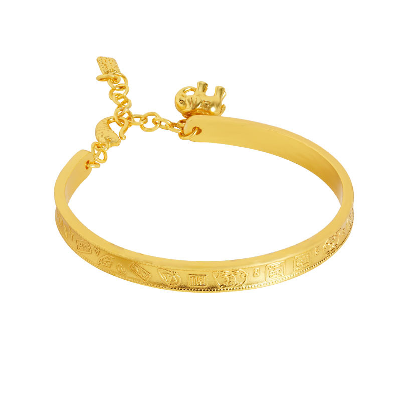 Nuevo estilo chino, brazalete de oro antiguo vietnamita, guochao jiyan manfu, elefante pequeño, brazalete de frillera, joyas de la corte
