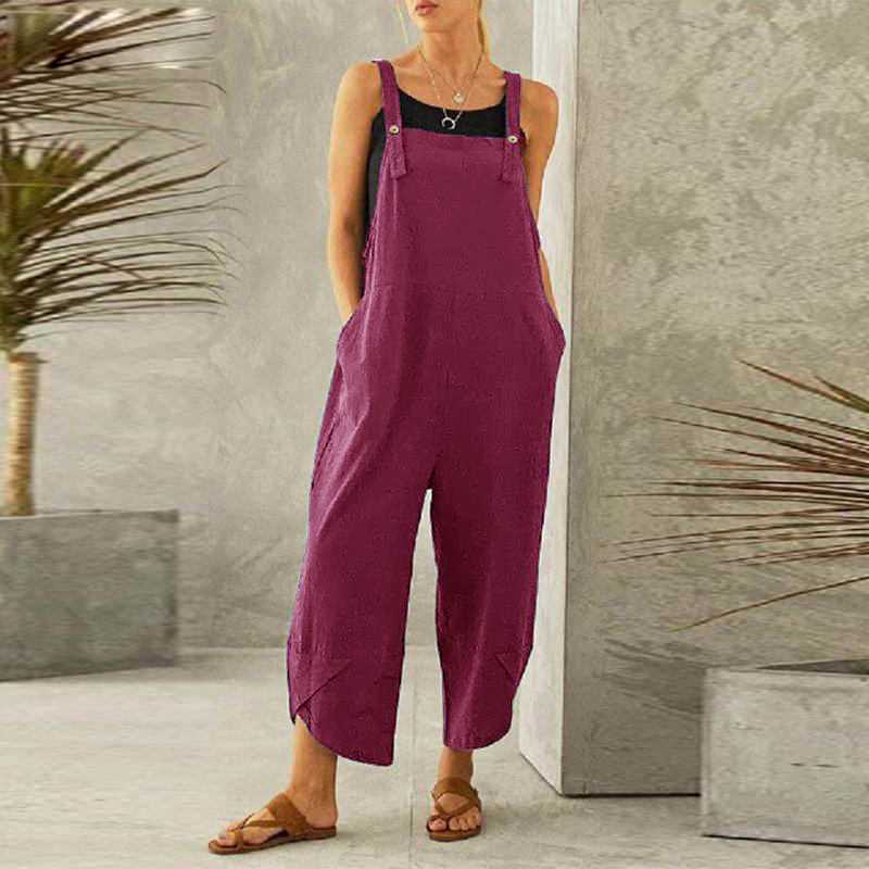 Women's Daily Casual Solid Color Ankle-length Patchwork Overalls display picture 8